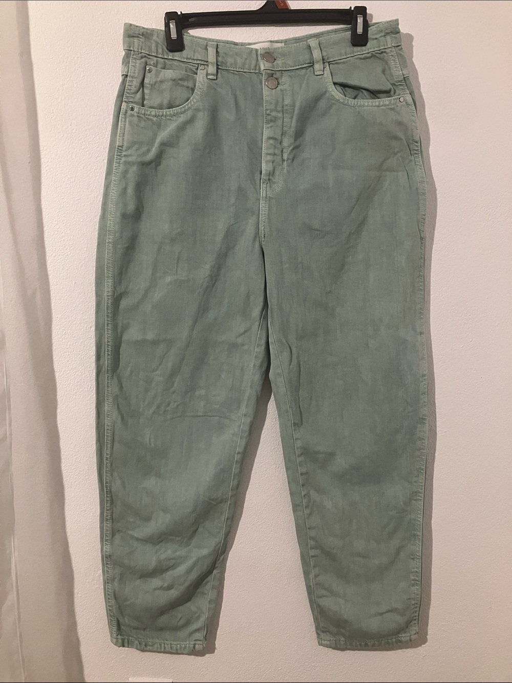 Women’s MNG Denim Mint Seafoam Green High Rise Mom Jeans Size 10